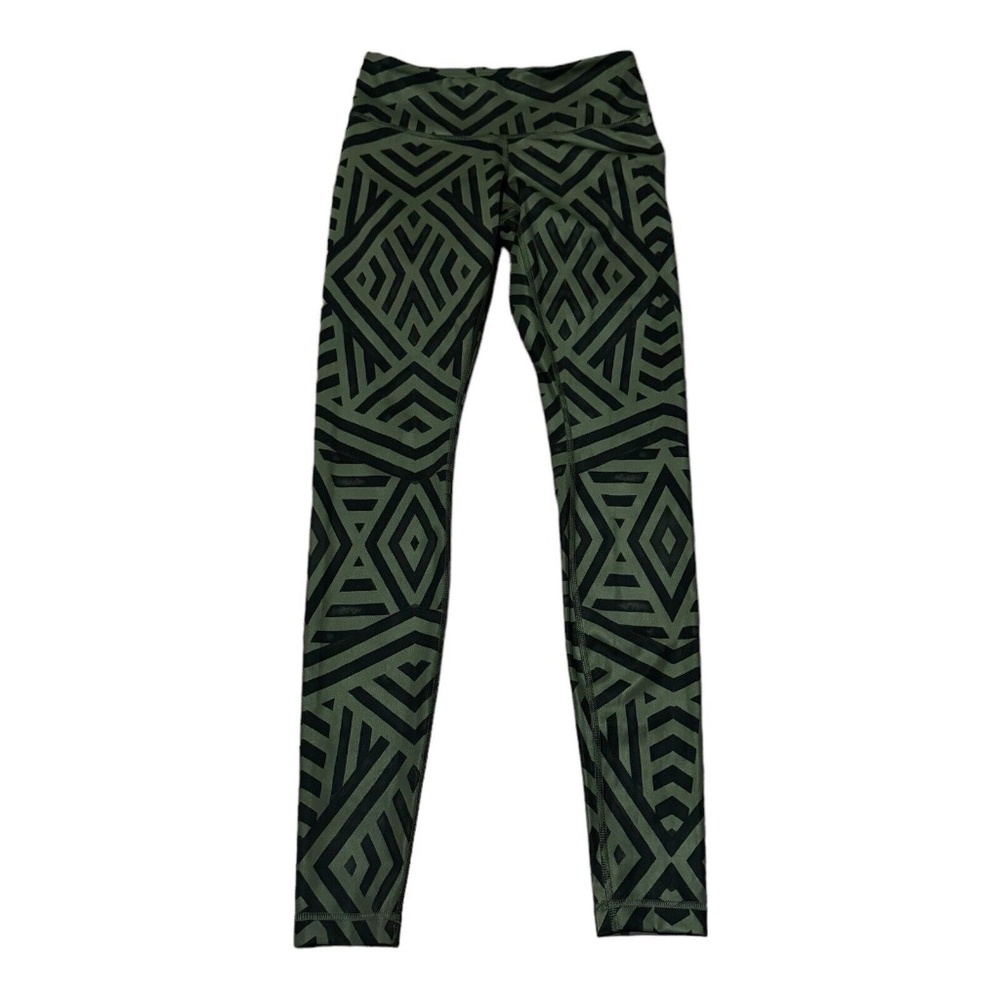 Lululemon Wunder Under Leggings Luxtreme Chevron Shuffle Fatigue Green Sz 4 - Picture 3 of 14